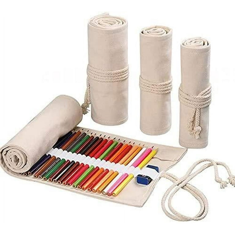 2 Pack Colored Pencils Roll SENHAI 48 Slot+ 72 Slot Canvas Pencil Organizer Bag/Wrap Rollable Pouch for School Office Travel