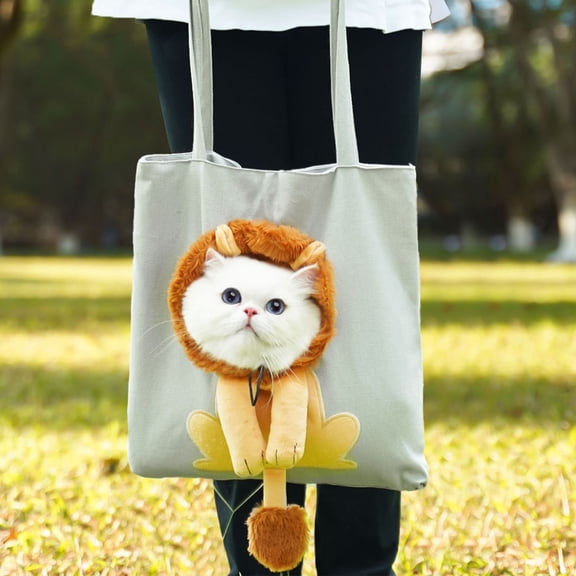 Canvas Pet Backpack Tote with Head Hole for Small Dogs Cats Outdoor Travel Shopping Lightweight Shoulder Bag