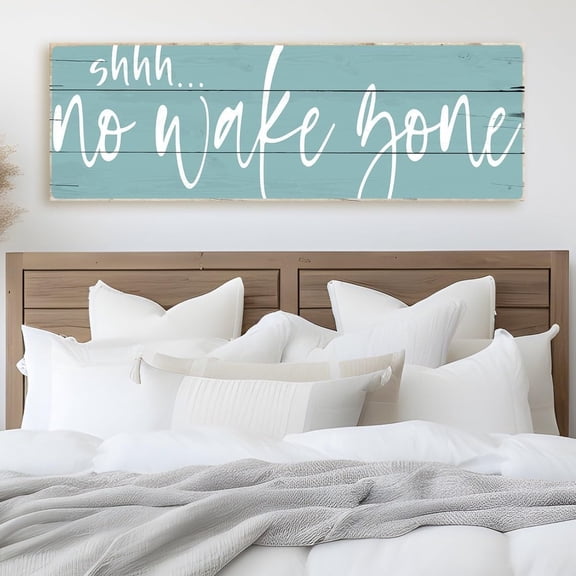 Canvas Picture Shhh... No Wake Zone sign Poster Wall Decor Light Green Background Canvas Art Prints Painting Picture Artwork Home Decoration No Frame
