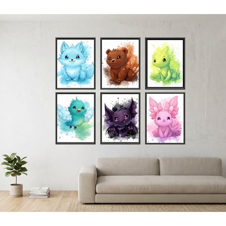 Canvas Pokemon Watercolor Wall Art Prints – Set of 6 Posters – Kids Room, Nursery, or Playroom Canvas Wall Decor 8x10 inch Unframed