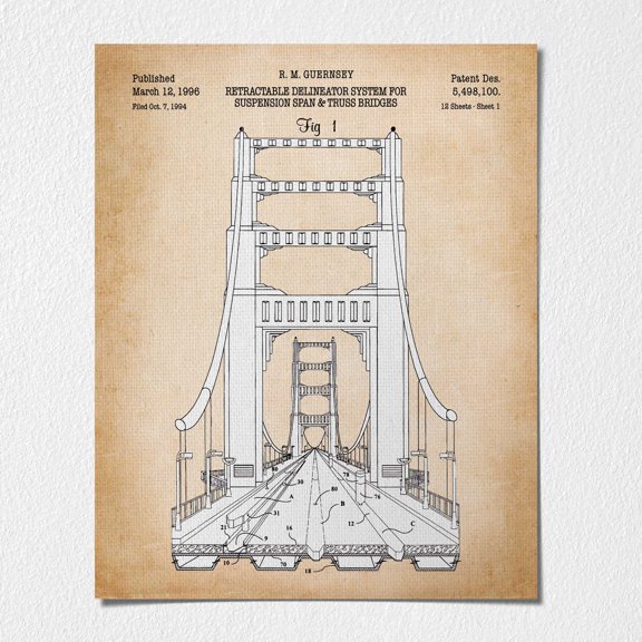 Canvas Poster -Bridge Poster, Suspension Bridge Poster Print, Ready To Hang No Frame Poster, p2549-16x20