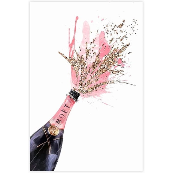 Canvas Poster Modern Luxury Posters Women Walls Canvas Pink Flowers Wall Deco Designer Shoes Perfume Handbags - Pink Glamour Wall Art Gifts 12x16 inch Unframed