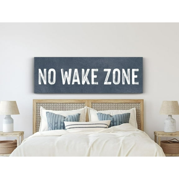 Canvas Poster No Wake Zone Sign Wall Art Painting Print Blue Poster Canvas Artwork for Beach House Bedroom Wall Decor Unframed