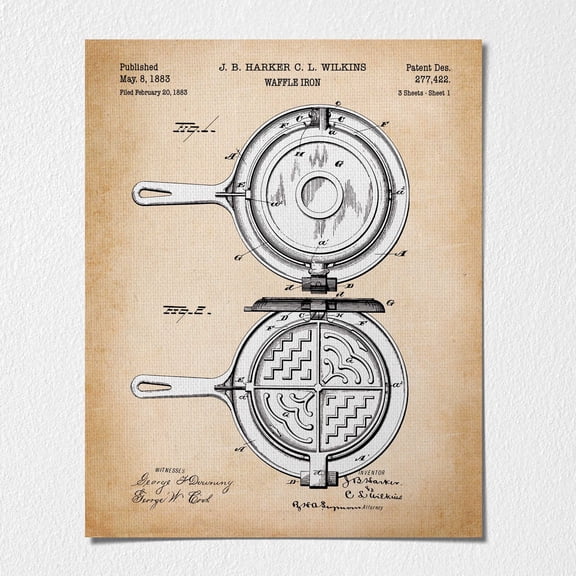 Canvas Poster -Rustic Kitchen Wall Decor, Waffle Iron Poster Print, Ready To Hang No Frame Poster, p2308-16x20