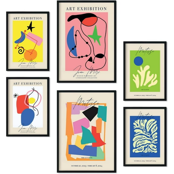 Canvas Poster Unframed Set of 6 Posters Art Exhibition Collection of Aesthetic Collage Panels for Interior Decoration Sizes A3 and A4 Frameless