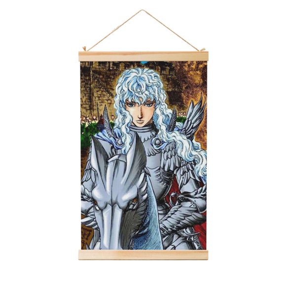 Canvas Poster Wall Artwork Berserk Griffith Shaft Hanging Banner With Wooden Frame Scroll Painting 12"x18"
