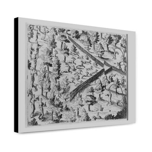 Canvas Print: A Method Of Hunting Deer In The Northeast, 1613