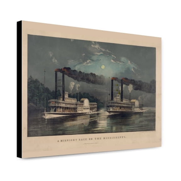 Canvas Print: A Midnight Race On The Mississippi, 1890
