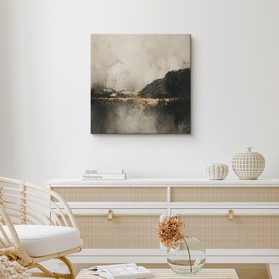 Abstract Pattern Canvas Canvas Print Abstract Misty Lake Landscape Wall Art Neutral Artwork ...