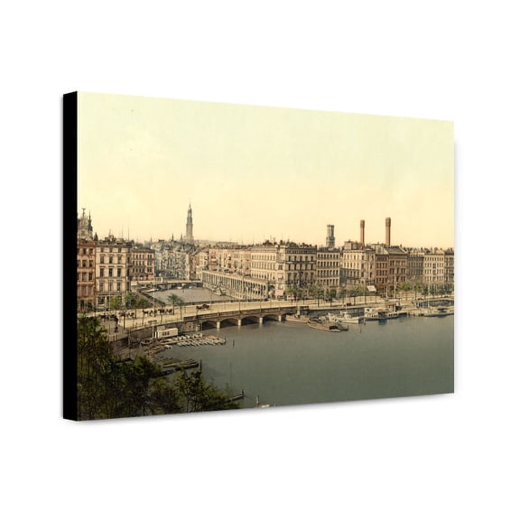 Canvas Print: Alster Arcade, Hamburg, Germany, circa 1890