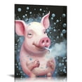 thumbnail image 1 of JEUXUS Canvas Print Animal Wall Art Lovely Pig Picture Painting Funny Artwork for Bathroom Home Decoration Ready to Hang, 1 of 4