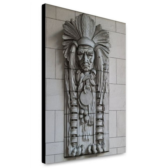 Canvas Print: Architectural Detail Of Indian On Building, Seattle, Washington