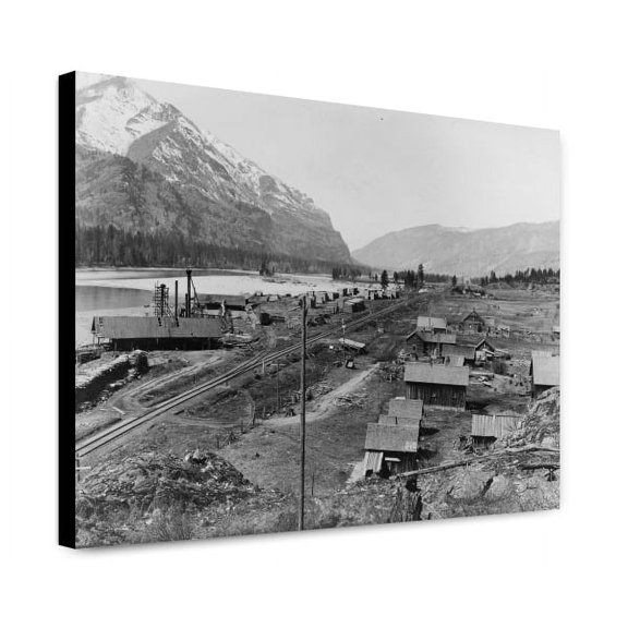 Canvas Print: Bird's-Eye View Of Eddy, Montana, Showing Buildings, Railroad