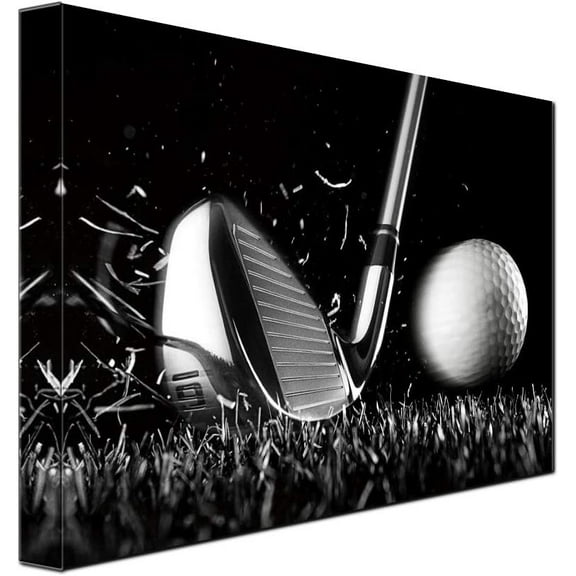 Canvas Print Black and White Golf Poster Wall Art Picture Golf Ball Sport Canvas Painting for Gym Living Room Wall Decor Frame Canvas