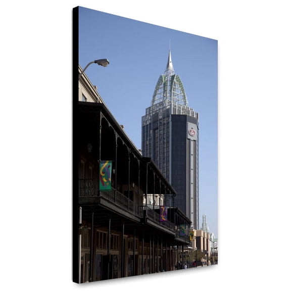 Canvas Print: Cast Iron On Dauphin Street Juxtaposed With The Modern Renaissance