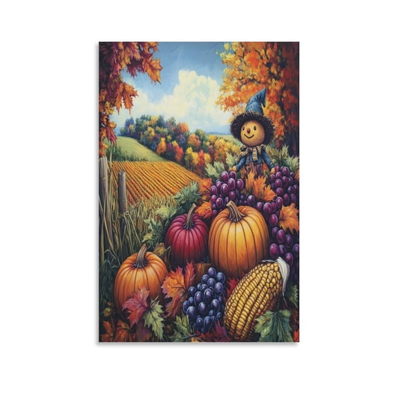 Canvas Print Colorful Bouquet of Flowers Pumpkins Canvas Prints Wall Art Modern Pictures Artwork Seasonal Thanksgiving Autumn Bathroom Wall Art 12x18inch Canvas Wall Art for Bedroom Unframed