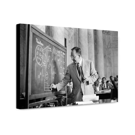 Canvas Print: Dr. Mark Mills Drawing Diagrams On A Blackboard During Testimony
