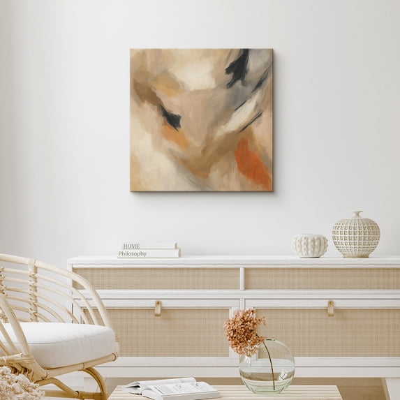 Canvas Print Earth Tone Abstract Wall Art Neutral Modern Minimalist Decorative for Living Room Bedroom - 24x24