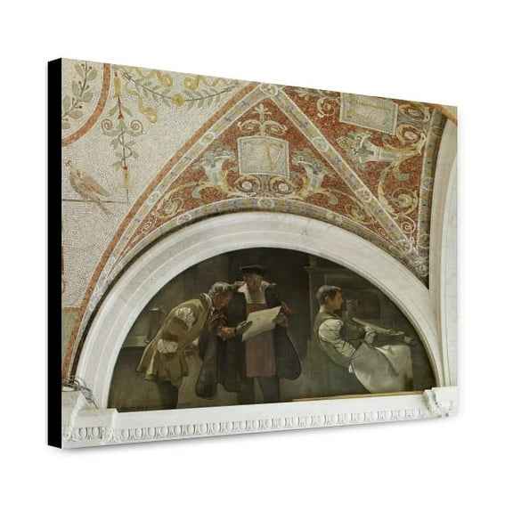 Canvas Print: East Corridor, Great Hall. Printing Press Mural In Evolution Of The