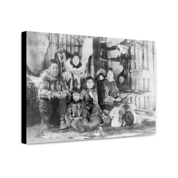 Canvas Print: Eskimo Family In Their Winter Igloo, 1924
