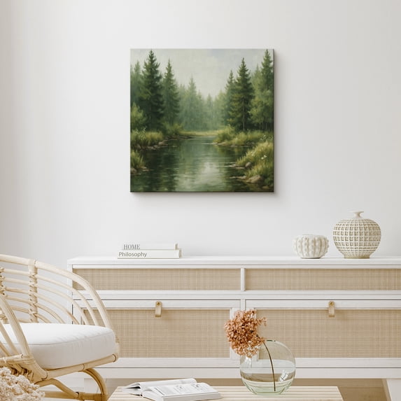 Canvas Print Forest Landscape Wall Art Modern Nature Decorative for Living Room Bedroom - 16x16