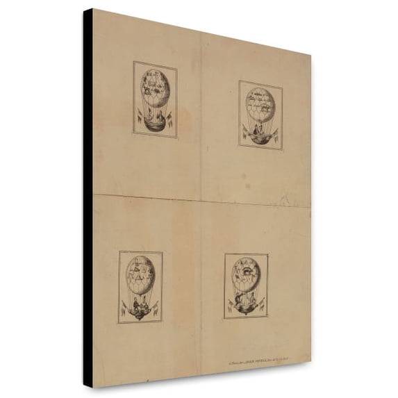 Canvas Print: Four Scenes Of Men And Women Courting(?) While Riding In Balloons