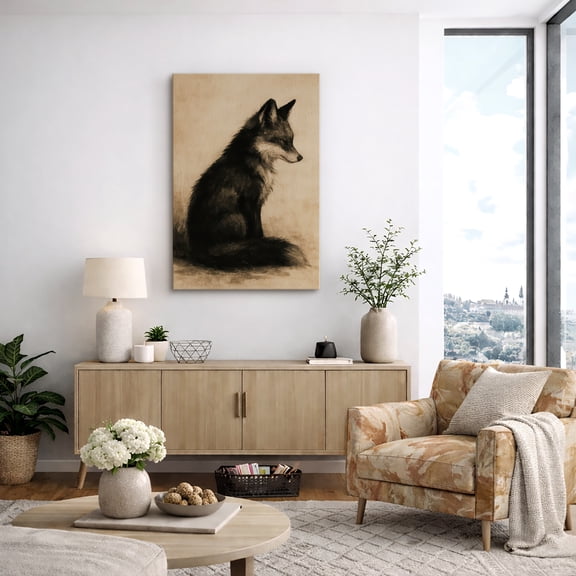Canvas Print Fox Wall Art Vintage Animal Decorative for Living Room Bedroom - 12"x18"