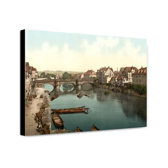 Canvas Print: Fulda Bridge, Cassel (I.E., Kassel), Hesse-Nassau, Germany, circa