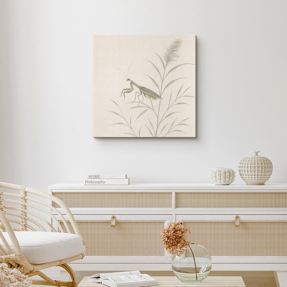 Canvas Print Grasshopper Insect Wall Art Zen Decorative for Living Room Bedroom - 16x16