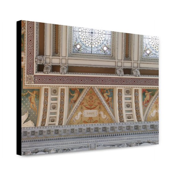 Canvas Print: Great Hall. Detail Of Ceiling And Cove Showing Dante Plaque