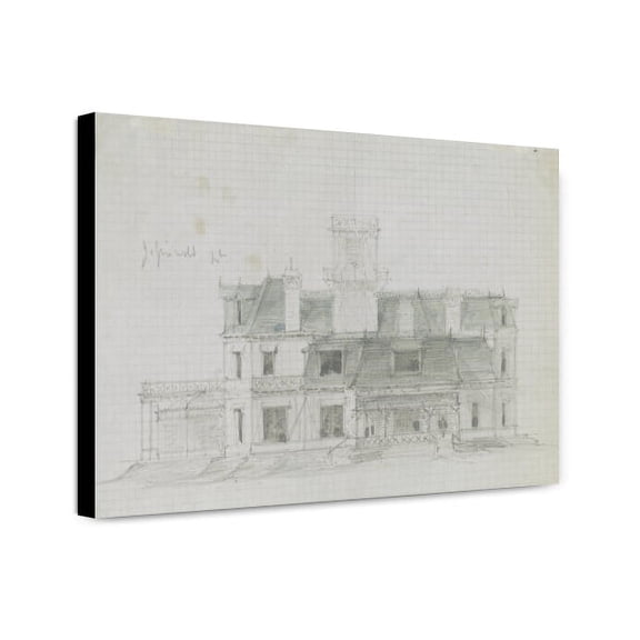 Canvas Print: Griswold House, Newport Art Museum. Elevation 4. Sketch, 1862