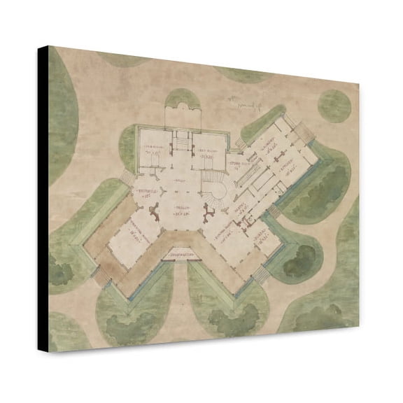 Canvas Print: Griswold House, Newport Art Museum. First Floor Plan And Site Plan