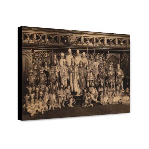 Canvas Print: Group Portrait Of Freemasons Of Anglo-Saxon Lodge, Seated And