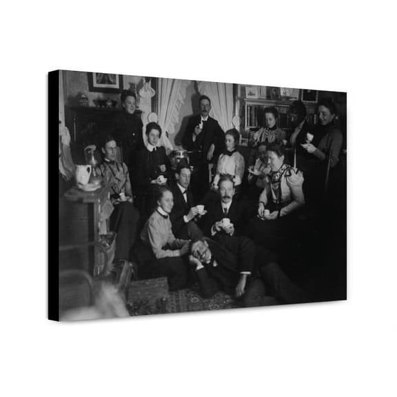 Canvas Print: Group Portrait Of Friends At Social Gathering, Seated And Standing