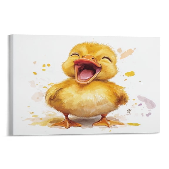 Canvas Print Happy Duck Living Room Art Cute Duck Gifts Canvas Wall Art for Bedroom 16x24inch Bathroom Decor Wall Art Canvas Picture for Living Room Ready to Hang