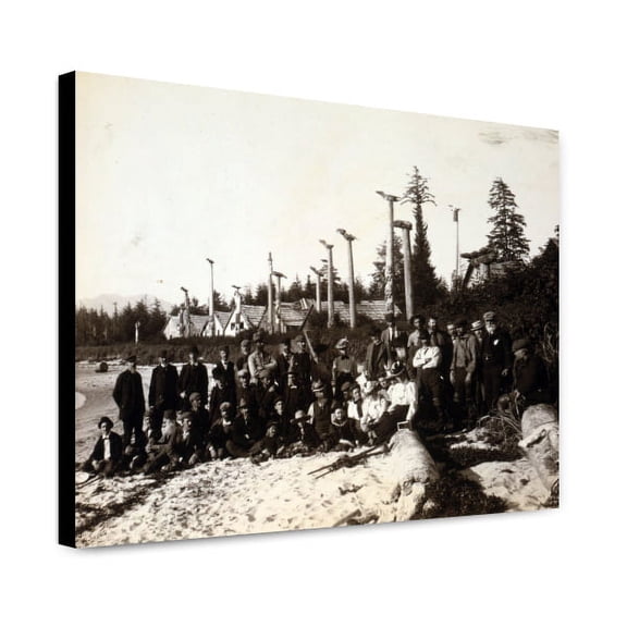 Canvas Print: Harriman Alaska Expedition Members Pose On Beach At Deserted Cape