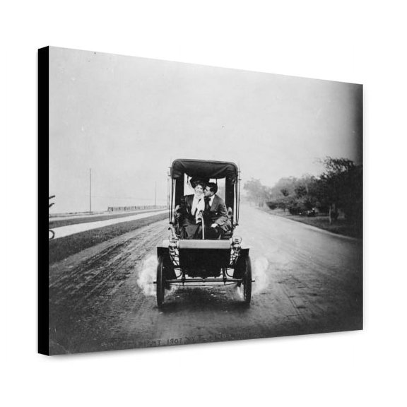 Canvas Print: He Lets Her Steer While He Gets Her Ear, 1907