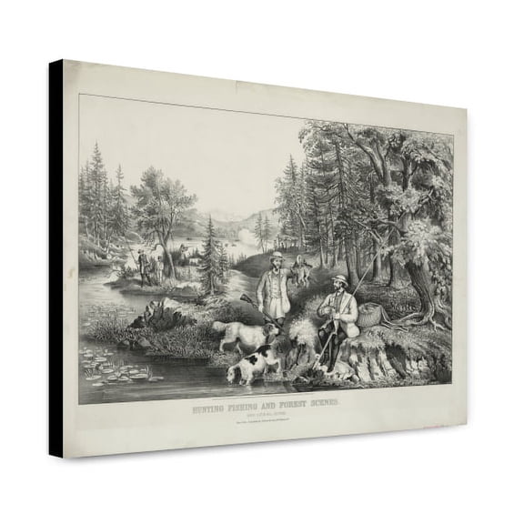 Canvas Print: Hunting Fishing And Forest Scenes: Good Luck All Around, 1867