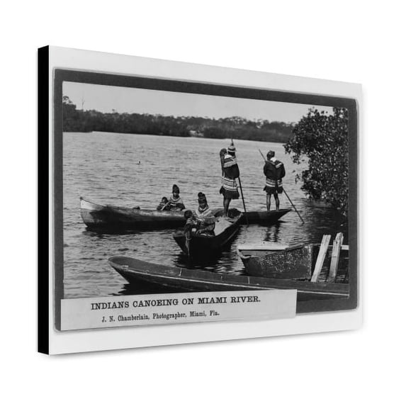 Canvas Print: Indians Canoeing On Miami River, 1904