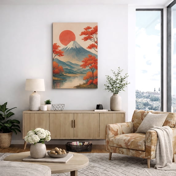 Canvas Print Japanese Landscape Wall Art Japandi Decorative for Living ...