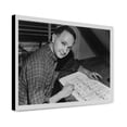 thumbnail image 1 of Canvas Print: Jules Feiffer, Seated At Work On Cartoon, Facing Front, 1958, 1 of 3