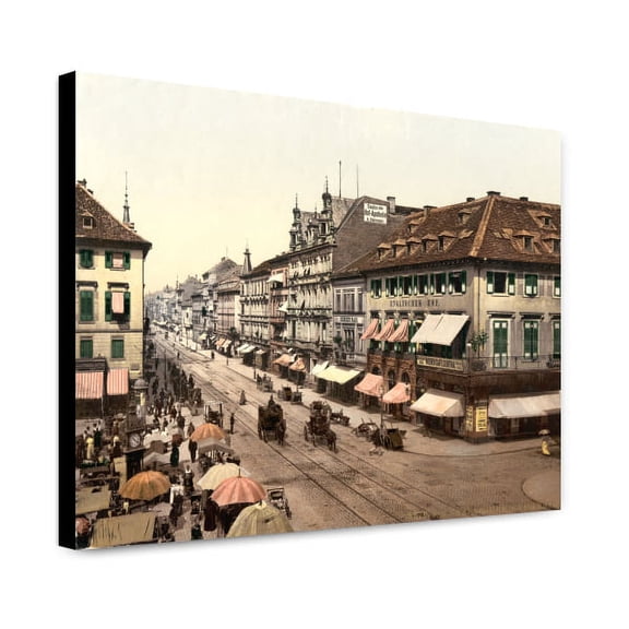 Canvas Print: Kaiser Strasse, Karlsruhe, Baden, Germany, circa 1890