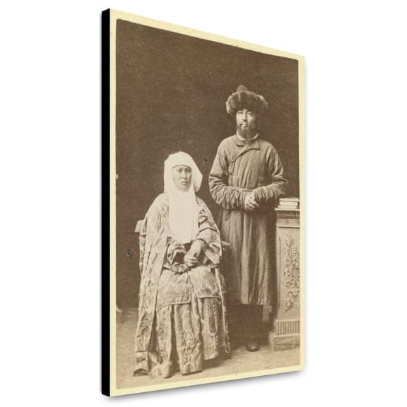 Canvas Print: Kazakh Man And Woman, Full-Length Portrait, circa 1870