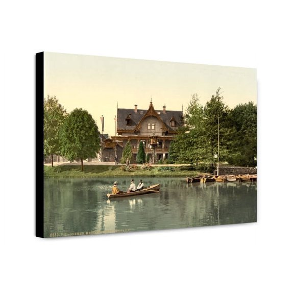 Canvas Print: Lake In The Park, Bremen, Germany, circa 1890