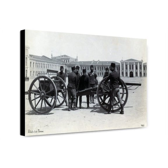 Canvas Print: Lancers On Horseback, In Field In Front Of Barracks(?), circa 1880