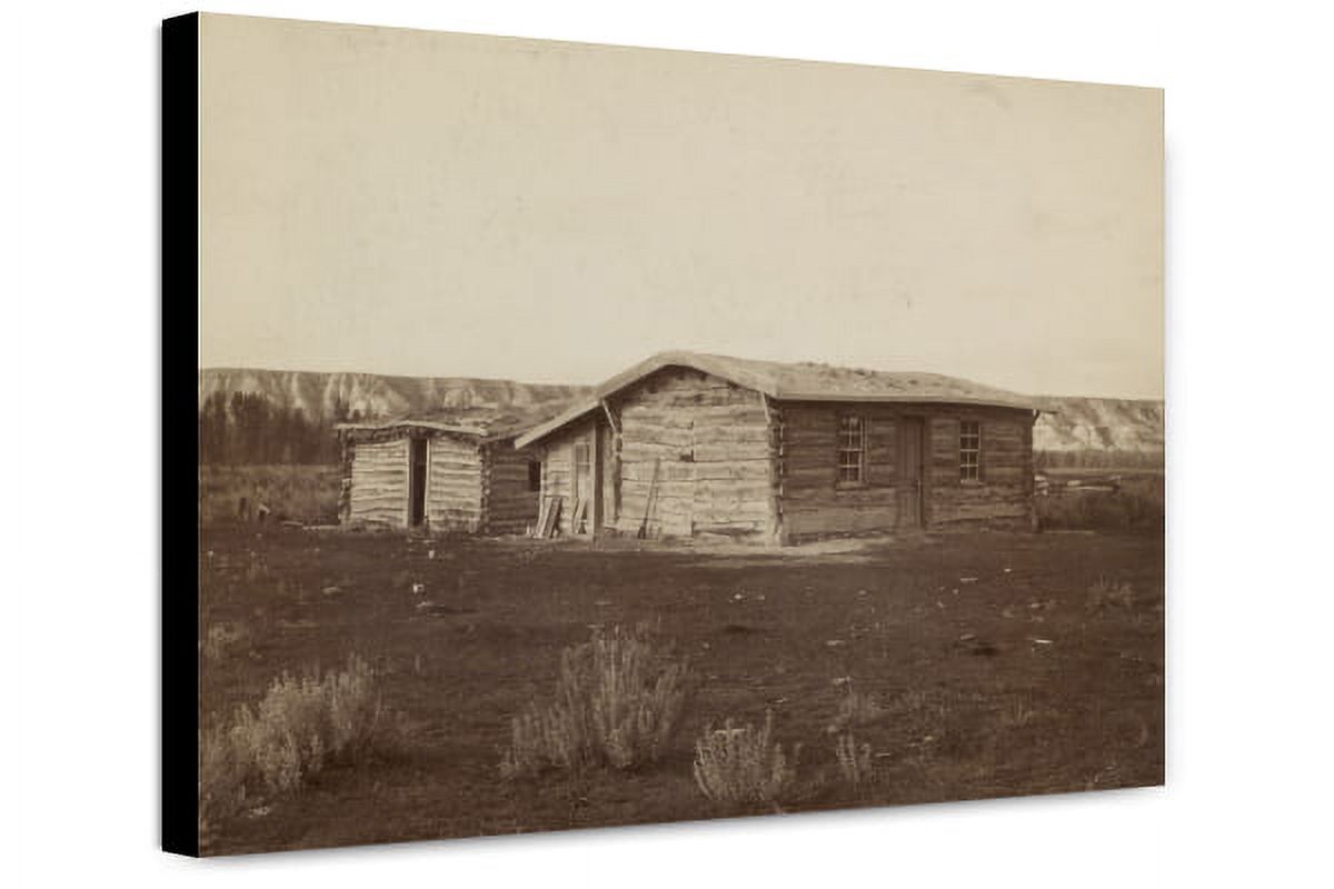 Canvas Print: Log Cabin On The Chimney-Butte Ranch Near Medora, North ...