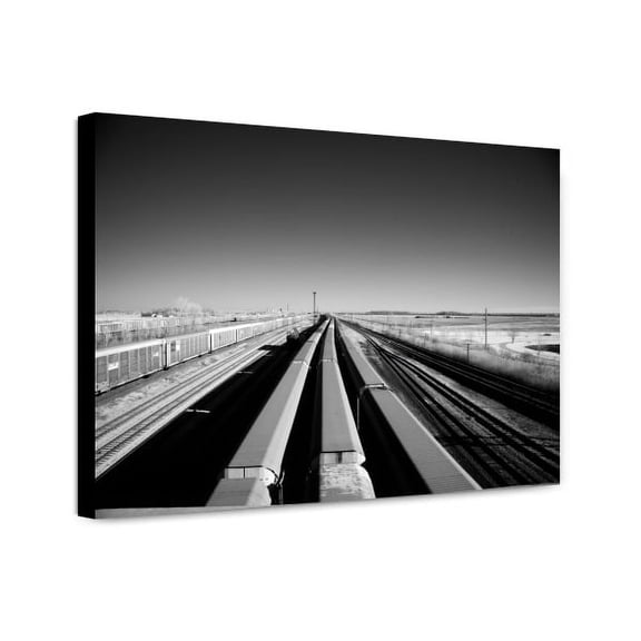 Canvas Print: Long Trains Glide Across The Western United States Skyline In