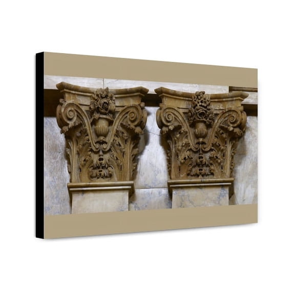 Canvas Print: Main Reading Room. Detail Of Paired Column Capitals. Library Of