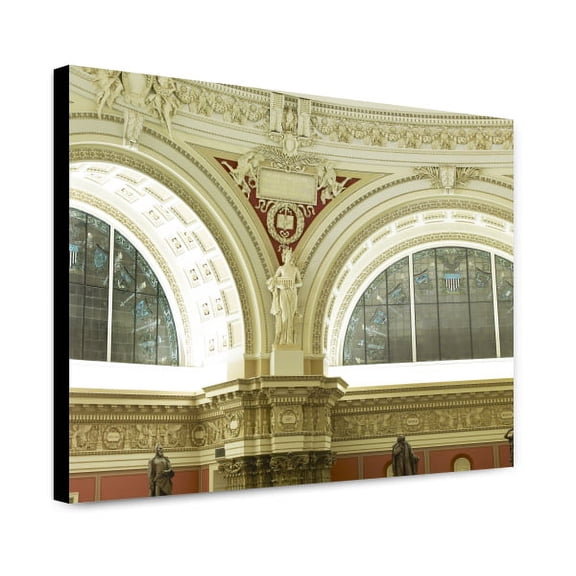 Canvas Print: Main Reading Room. View Of Statue Representing Art, By Francois M