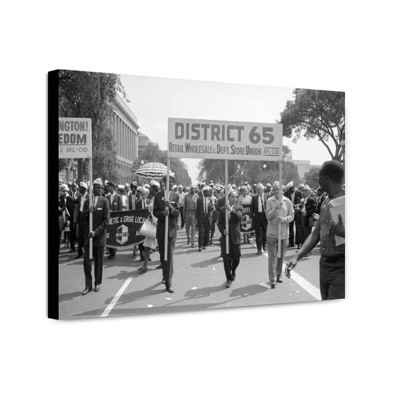 Canvas Print: Marchers With District 65 Alf-Cio Sign At The March On Washington